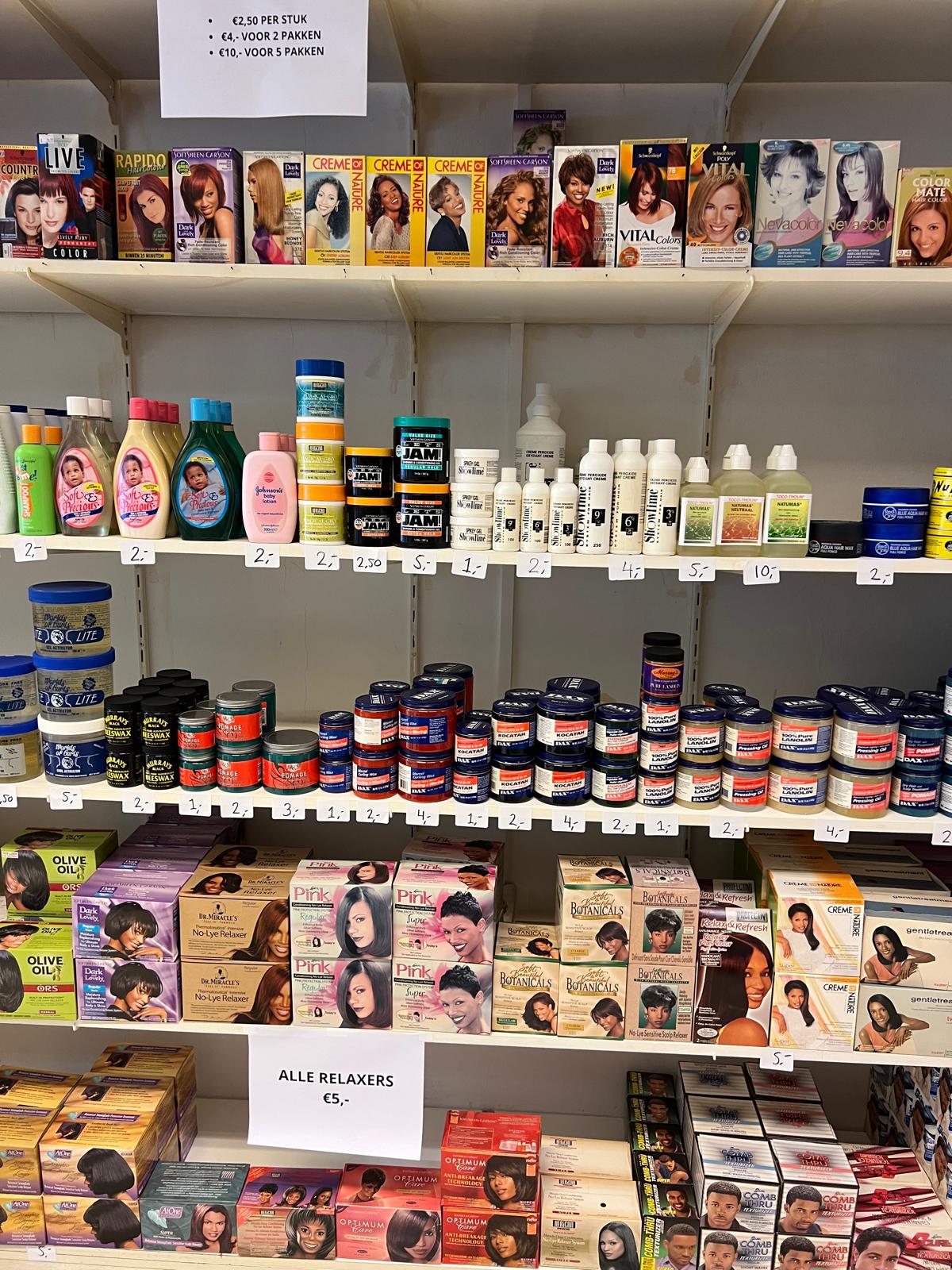 Relaxers and hair care shelf